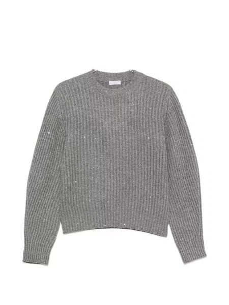 Pulover Brunello Cucinelli cu paiete gri