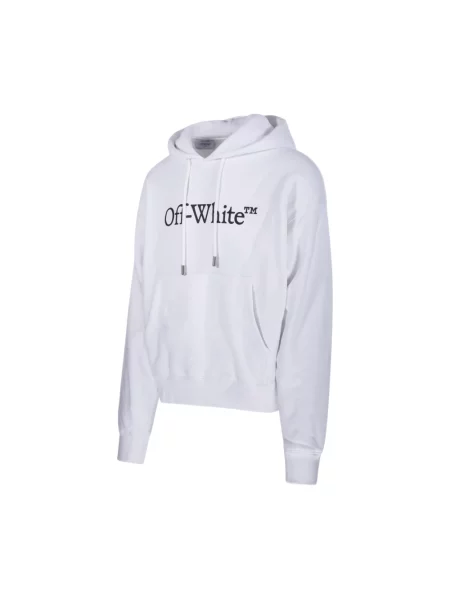Bluza z kapturem Off-white z okrągłym dekoltem biała