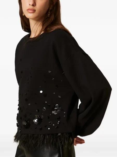 Hanorac Twinset cu broderie negru