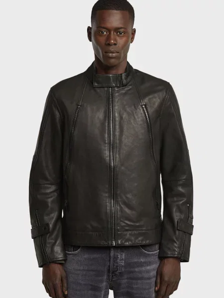 Байкерская кожаная куртка G-star Raw черная