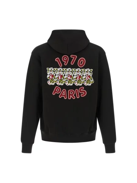 Haftowana bluza z kapturem Kenzo w tygrysie prążki czarna