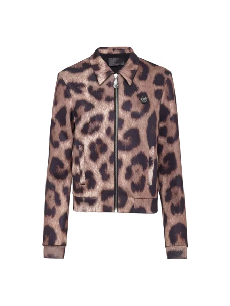 Kurtka skórzana Philipp Plein brązowa