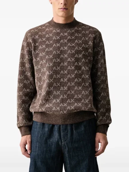 Pulover Armani Exchange cu autograf maro