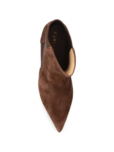 Cizme scurte Furla din piele de căprioară maro