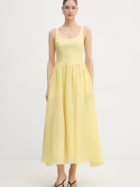 Bardot sukienka princeska z bawełną żółta