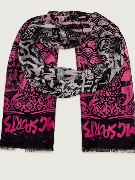 Marc Cain Șal cu adaos de mătase roz