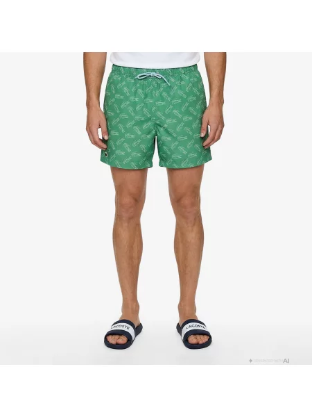 Lacoste Szorty Kąpielowe Ze Wzorem Regular Fit zielone