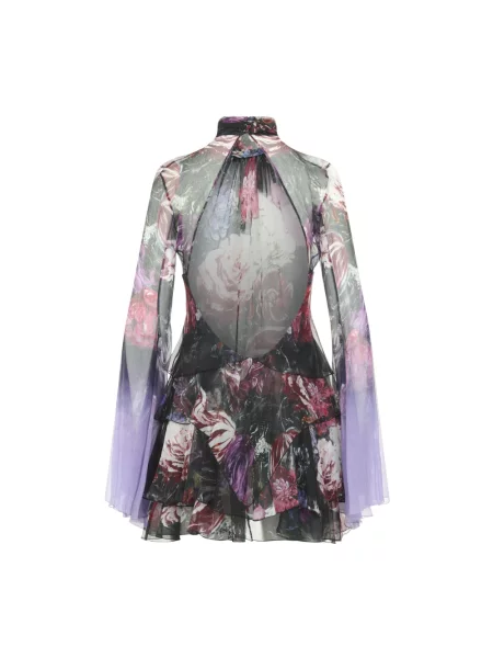 Lniana sukienka mini Roberto Cavalli z nadrukiem