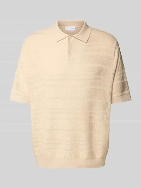Koszulka polo o kroju relaxed fit z czystej bawełny model ‘FOAM’ Selected Homme beżowa