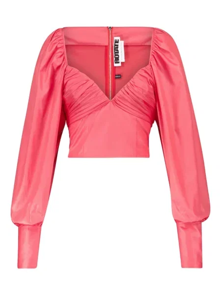 Tafta top Rotate Birger Christensen o krotszym kroju różowy