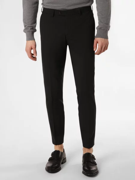Finshley & Harding London spodnie od garnituru modułowego Mężczyźni Slim Fit Sztuczne włókno jednolity 42 czarny