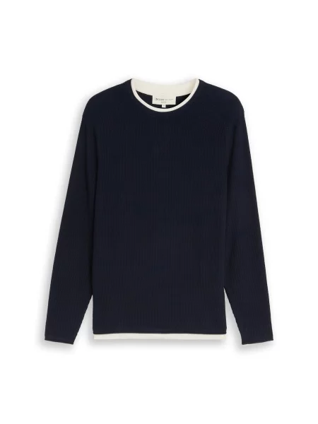 TOM TAILOR DENIM Pulover bleumarin alb