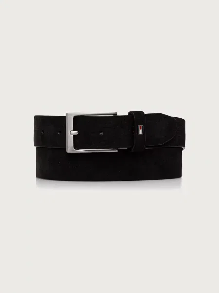 Tommy Hilfiger curea pentru bărbați din piele întoarsă negru