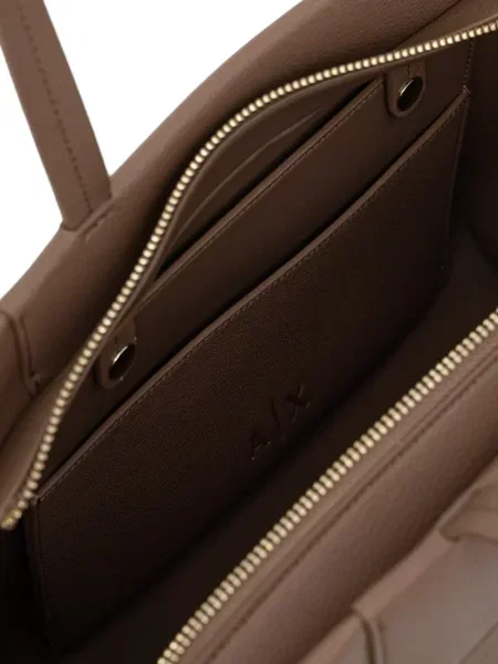 Geantă shopper Armani Exchange cu autograf maro