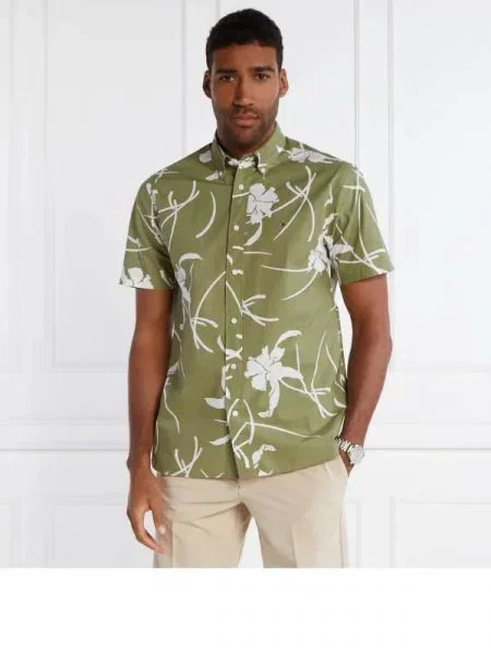Tommy Hilfiger Cămașă LARGE TROPICAL PRT verde