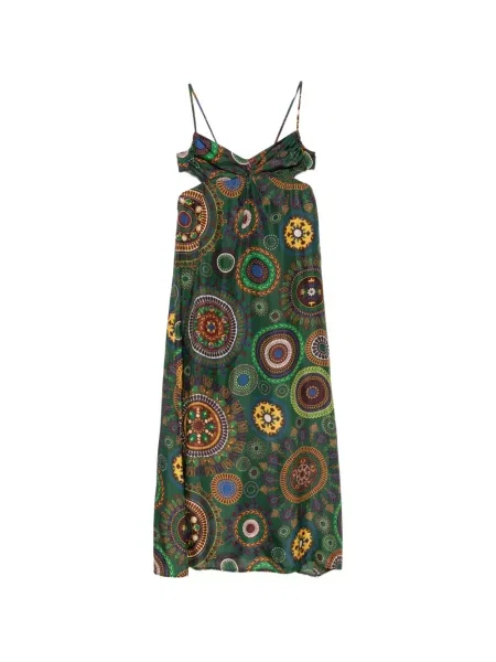 Rochie midi Momoni fără mâneci verde