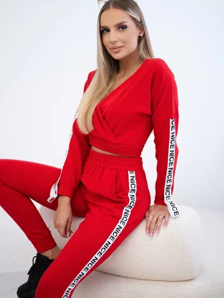 Komplet dresowy Kesi w paski czerwony