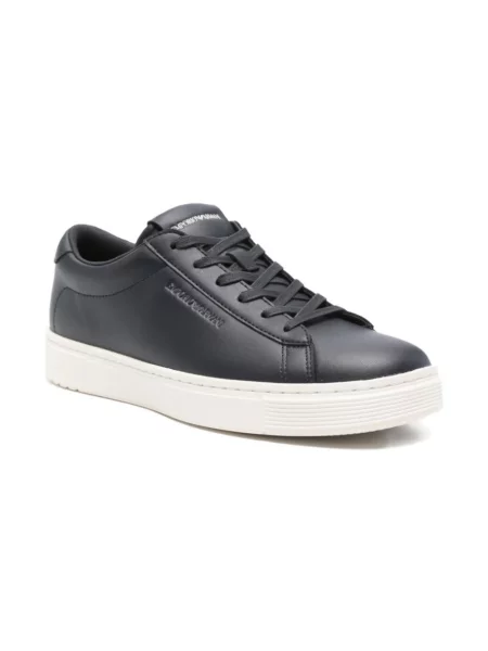 Sneakersy Emporio Armani skórzane z siateczki niebieskie