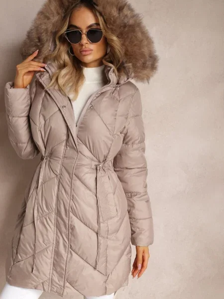 Blană artificială geacă parka Other cu cordon bej