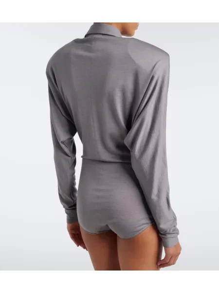 Tricou polo Mugler de lână gri