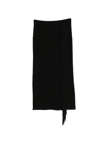 Fusta maxi Emporio Armani cu franjuri tricotate negru
