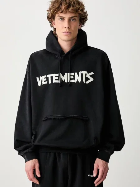 Vetements Tape Logo hanorac cu glugă din pentru bărbați