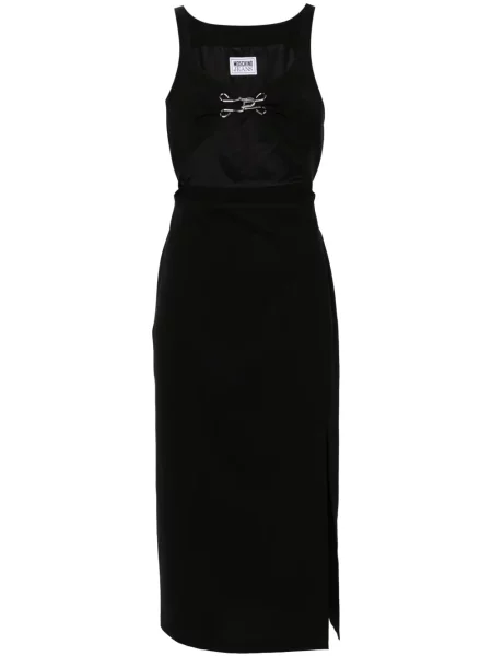 Sukienka jeansowa Moschino Jeans na rzep do kolan garniturowa czarna