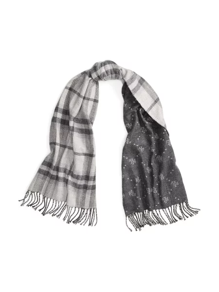 Šal s primesjo volne Lauren Ralph Lauren siva