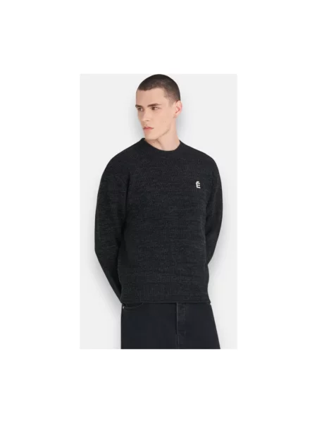 Sweter Etudes wełniany z okrągłym dekoltem szary