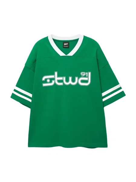 Pull&Bear Tricou STWD verde iarbă alb