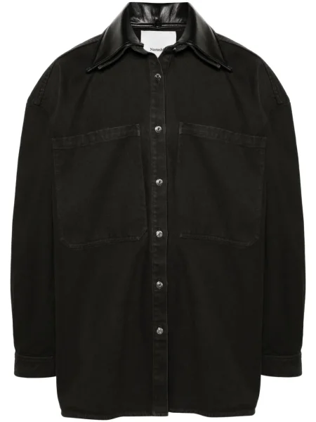 Kołnierzykowy kurtka jeansowa Nanushka szara