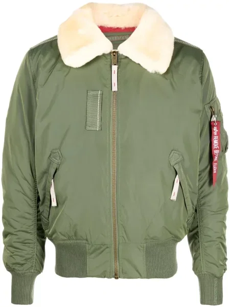 Galléros báránybőr dzseki Alpha Industries zöld