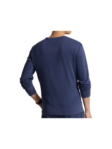 Lekka bluza Ralph Lauren z długim rękawem z okrągłym dekoltem niebieska