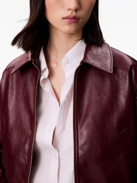 Geacă de blugi Calvin Klein Jeans roșu