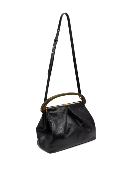 Geanta de piele Dries Van Noten din piele plisată negru