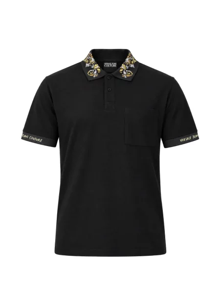 Tricou polo Versace cu broderie negru