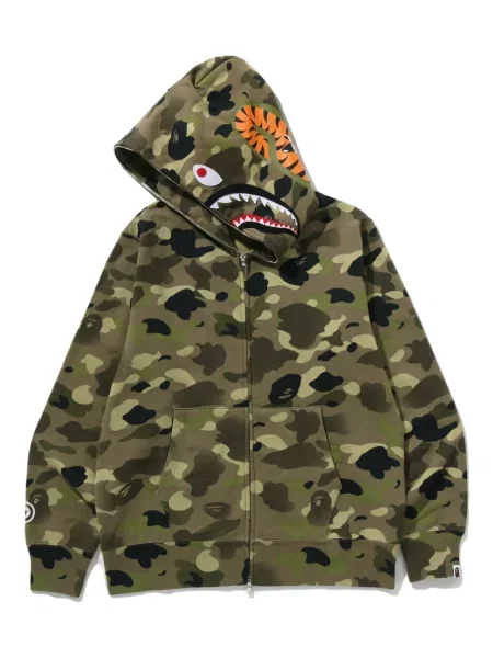 Hanorac cu glugă A Bathing Ape® cu glugă cu model camuflaj verde