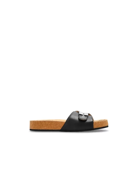 Lniane klapki Balenciaga czarne