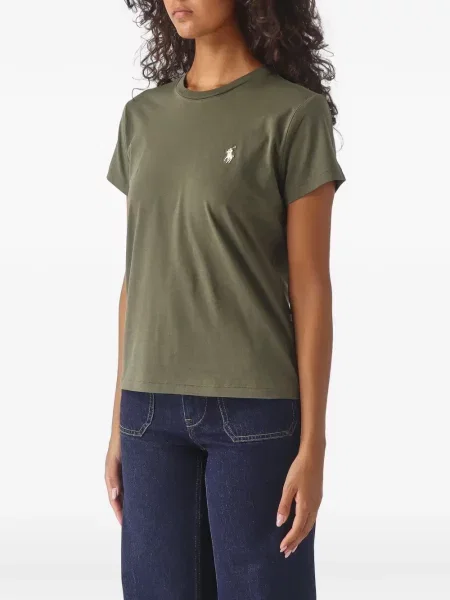 Флийс поло тениска Polo Ralph Lauren с автограф бяло