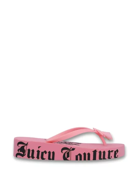 Șlapi Juicy Couture cu funde cu pană roz