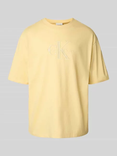 T-shirt z wyhaftowanym logo Calvin Klein Jeans żółta
