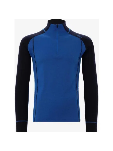 Koszulka termoaktywna CMP Unlimitech Performance Merino Half Zip z długim rękawem niebieski elektryczny 50 czarny