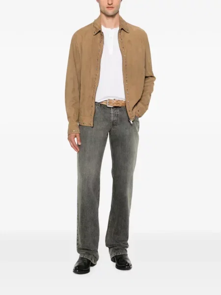 Scurt tricou Jeordie's de in cu guler henley alb