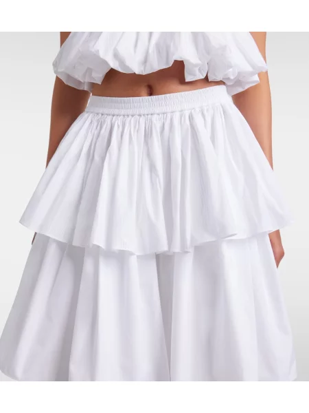 Fustă midi Alaïa cu volane alb