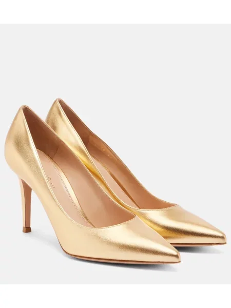 Pantofi cu toc Gianvito Rossi din piele auriu