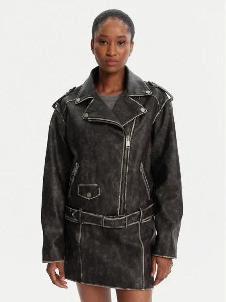 Guess Geacă din imitație de piele gri