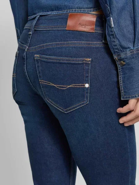 Jeansy o kroju slim fit bootcut z mieszanka bawełny model PIMLICO' Pepe Jeans granatowe