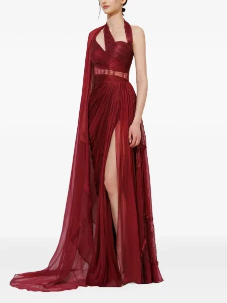 Rochie maxi Iris Serban drapată roșu