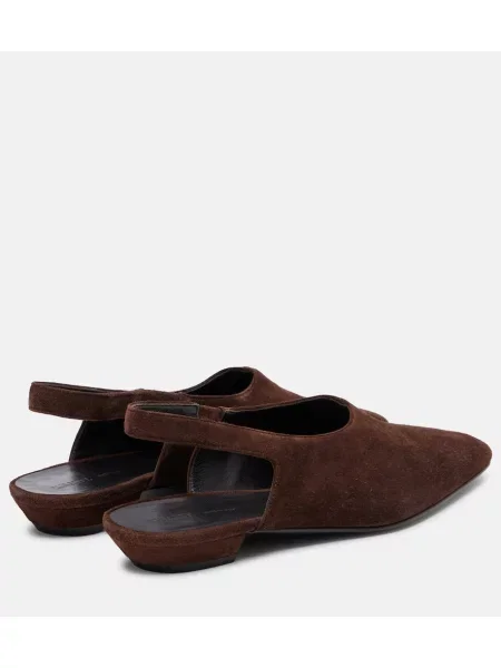 Balerini Khaite din piele de căprioară slingback maro