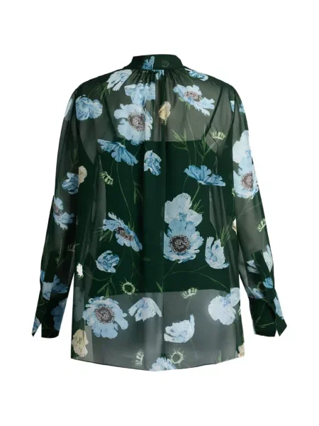 Lung cămașă Erdem cu model floral verde